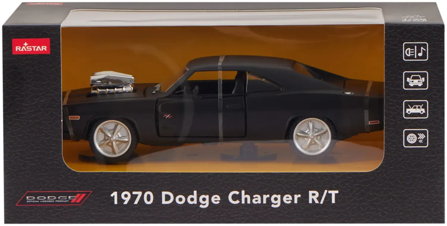 Машинка Rastar 1970 Dodge Charger R/T 1:36 Чорний