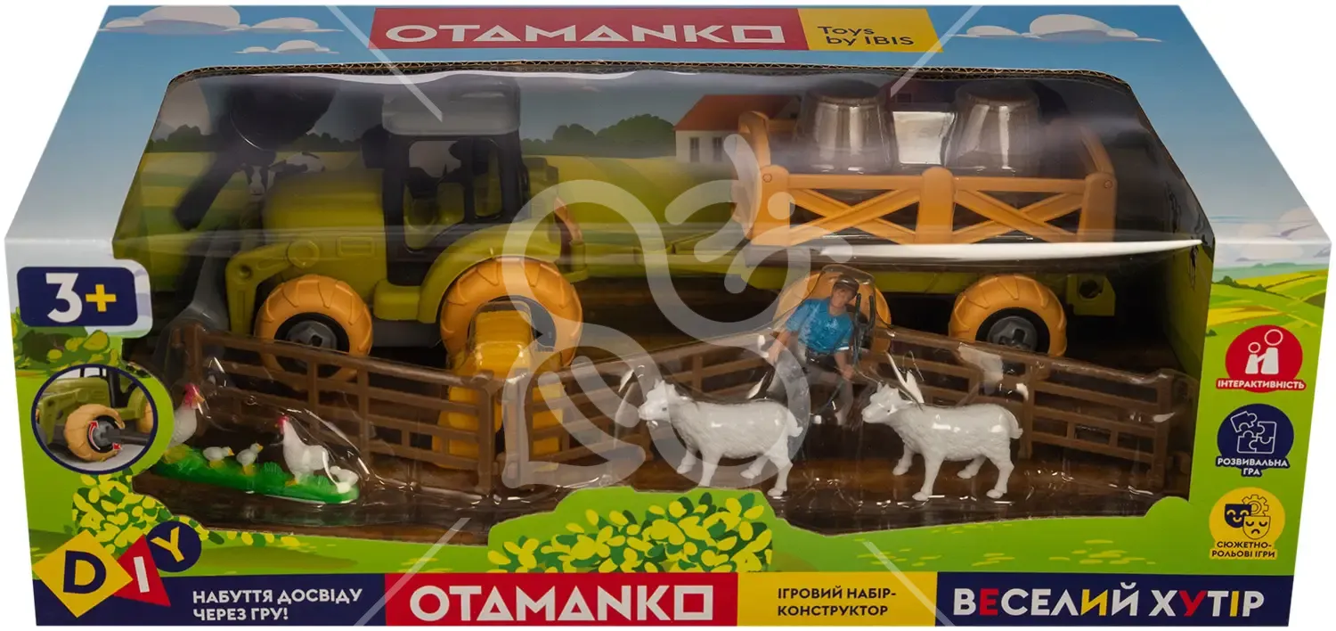 Ігровий набір OTAMANKO Веселий хутір  (трактор з причепом, фермер з вівцями і курами)