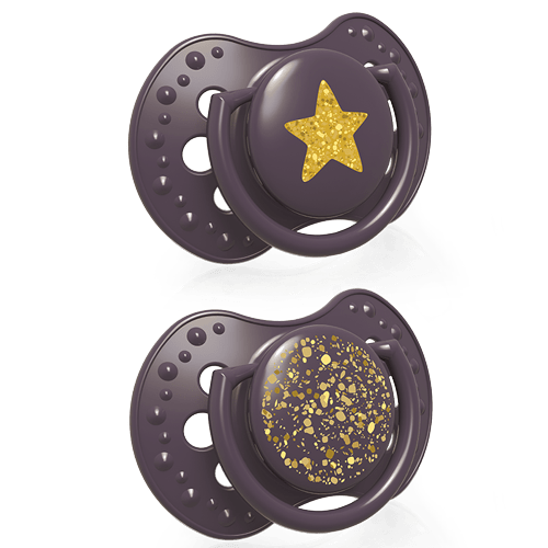 LOVI Пустушка силіконова динамічна 6-18 м-ців 2 шт. Stardust - фіолетова