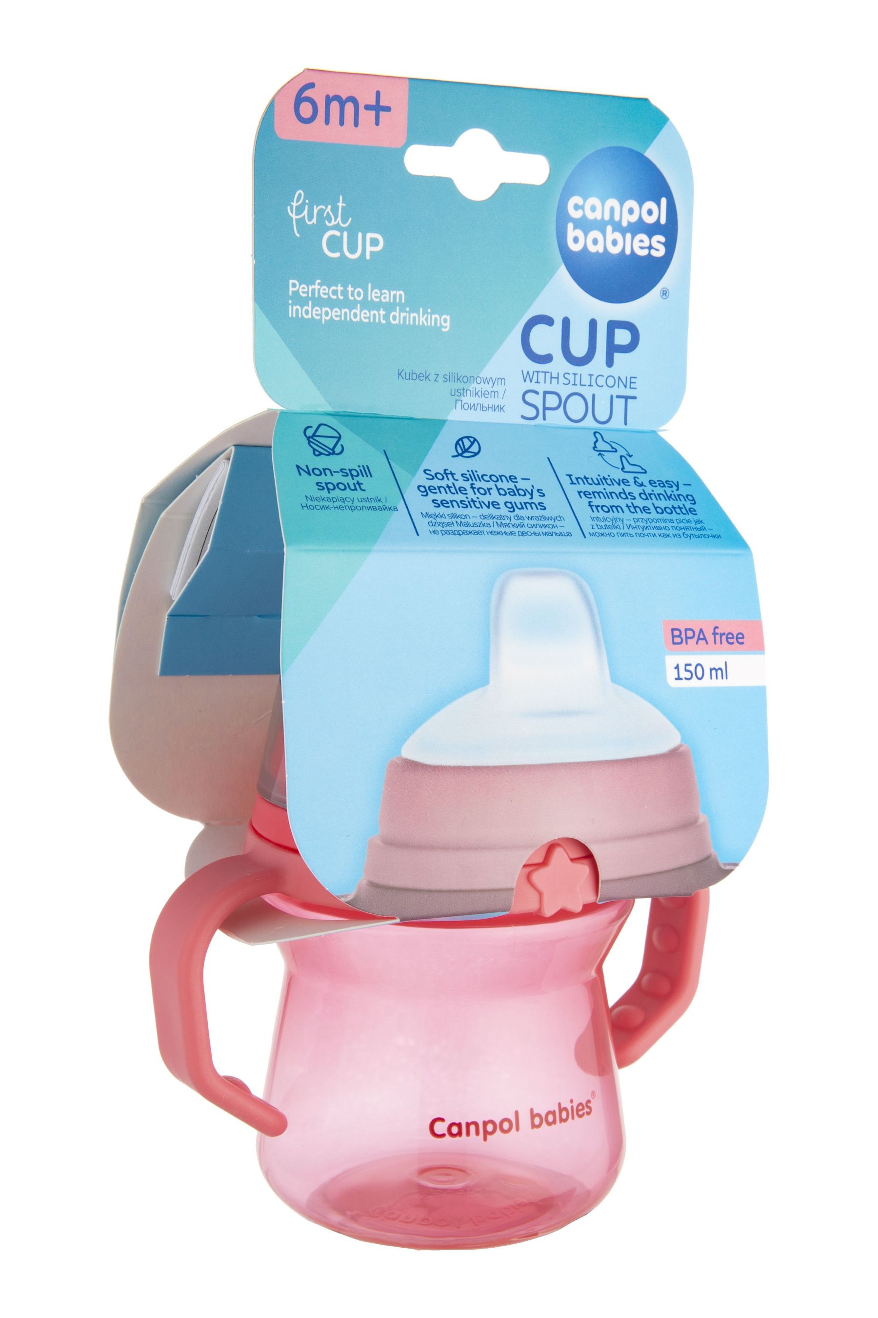 Canpol babies Кружка тренувальна з силіконовим носиком FirstCup 150 мл - рожева