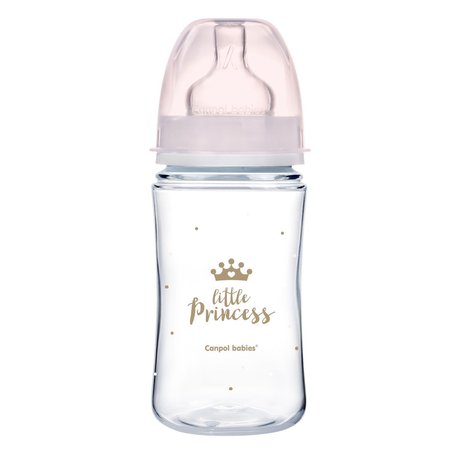 Canpol babies Пляшка антиколікова з широким отвором 240 мл PP Easystart Royal baby рожева