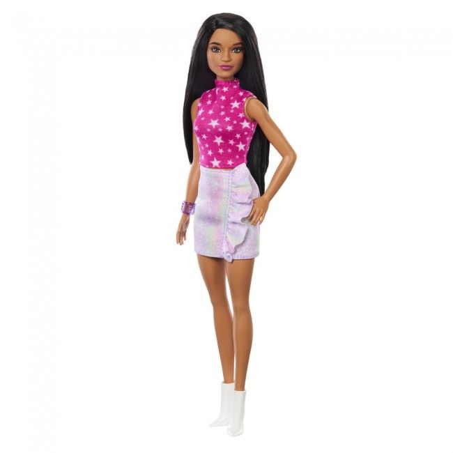 Лялька Barbie Fashionistas в рожевому топі з зірковим принтом (HRH13)