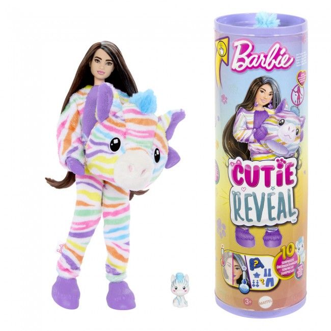 Лялька Barbie Cutie Reveal Кольорові пухнастики зебра (HRK39)