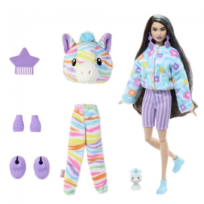 Лялька Barbie Cutie Reveal Кольорові пухнастики зебра (HRK39)