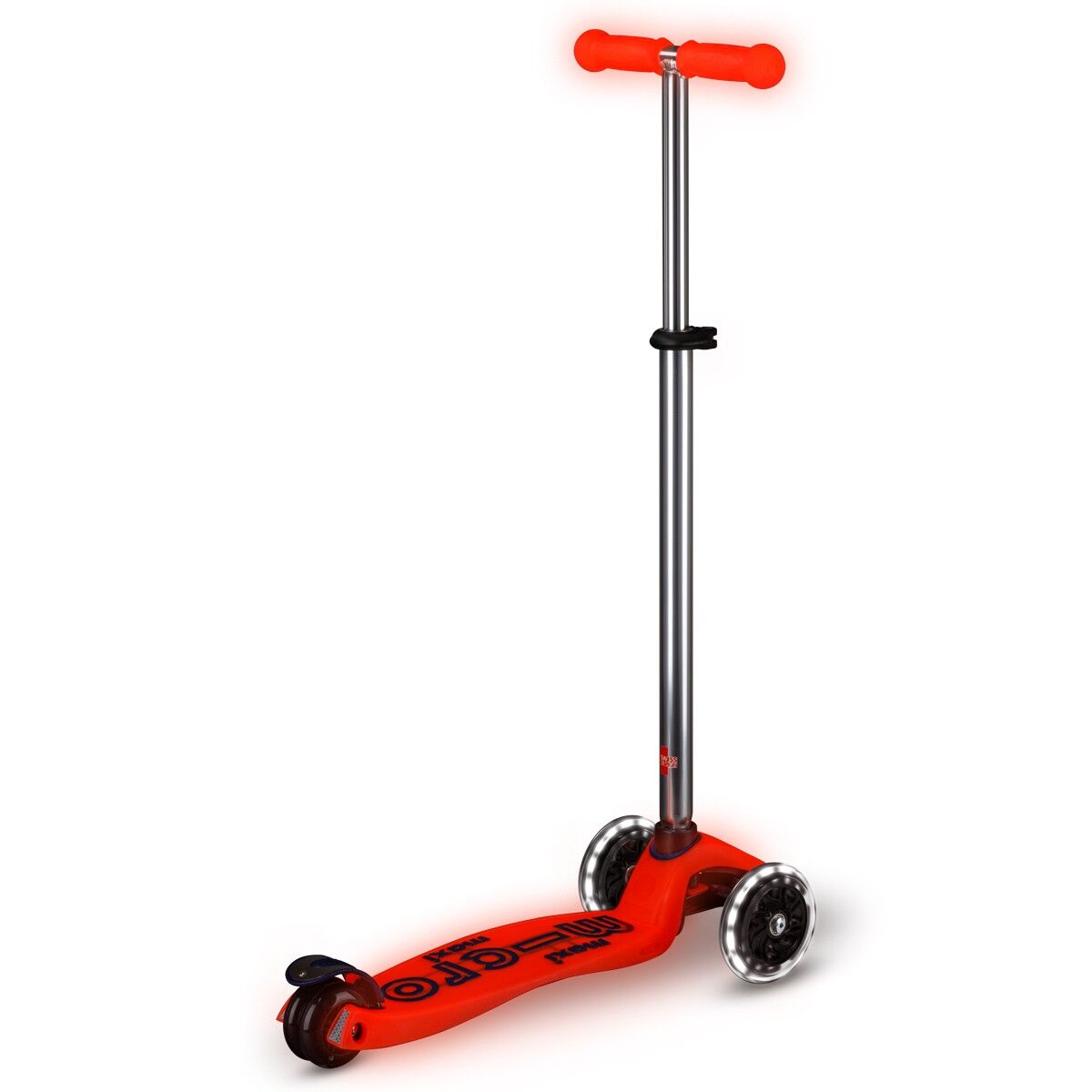 Самокат MICRO серії "Maxi Deluxe Glow LED" – ЧЕРВОНА АУРА (до 50 kg, 3-х колісний, світло)