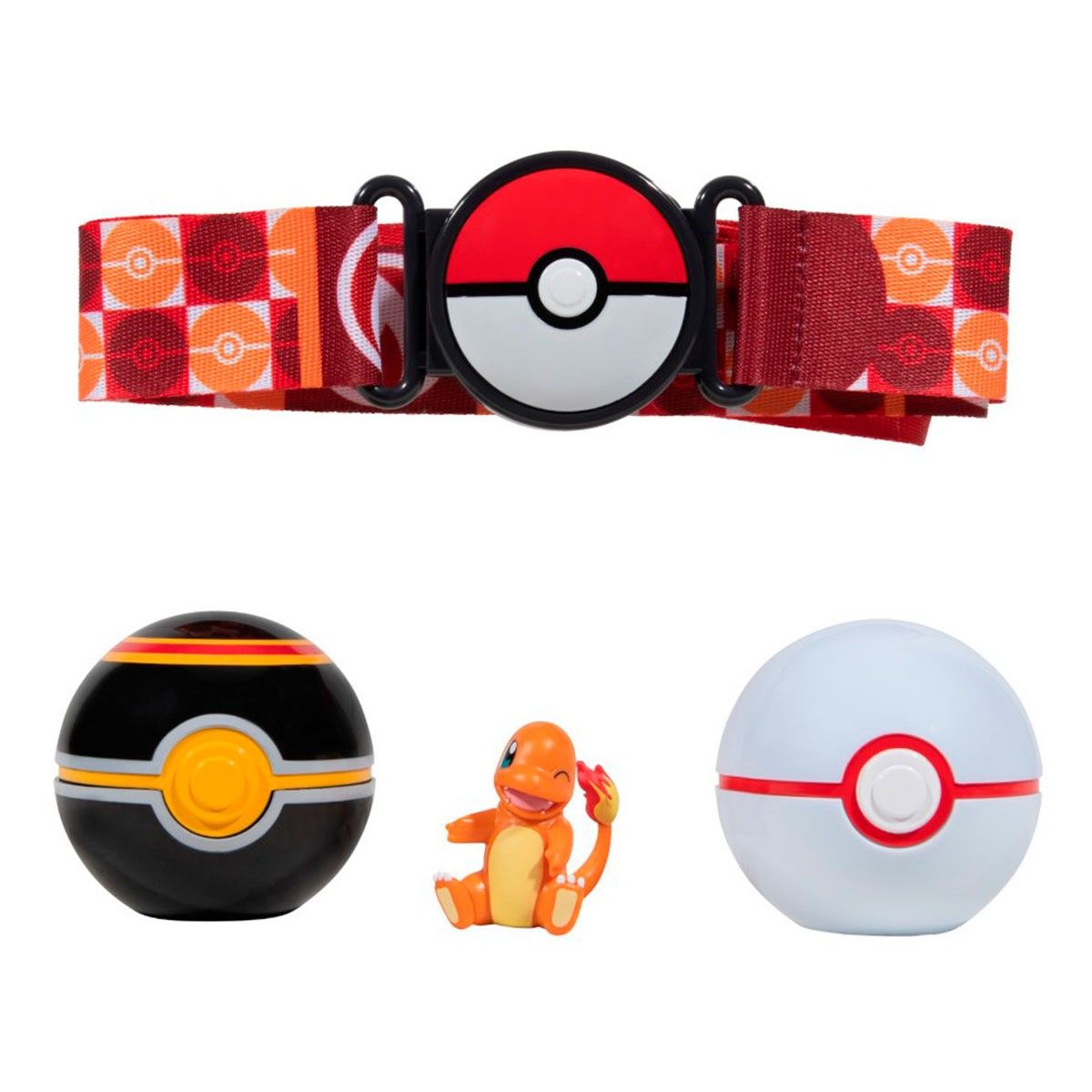 Ігровий набір POKEMON W14 - ПОЯС З ПОКЕБОЛАМИ ЧАРМАНДЕР (пояс, 2 покеболи, ігрова фігурка)
