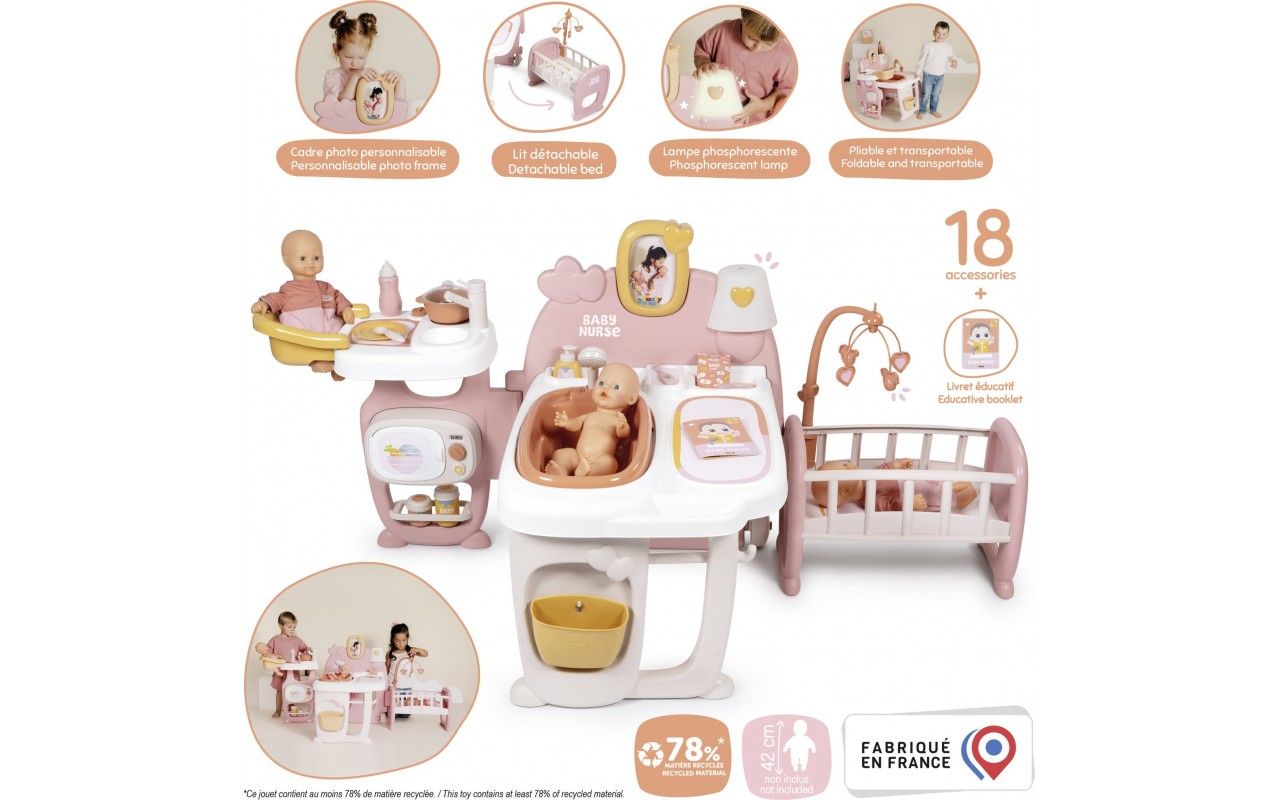 Колиска Smoby Бебi Ньорс  Терракотова пудра" з балдахіном (7600220391)