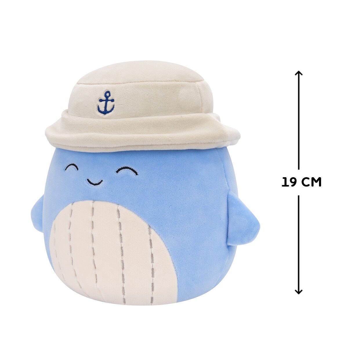 М'яка іграшка SQUISHMALLOWS – СИНІЙ КИТ САМІР У ПАНАМІ (19 cm)