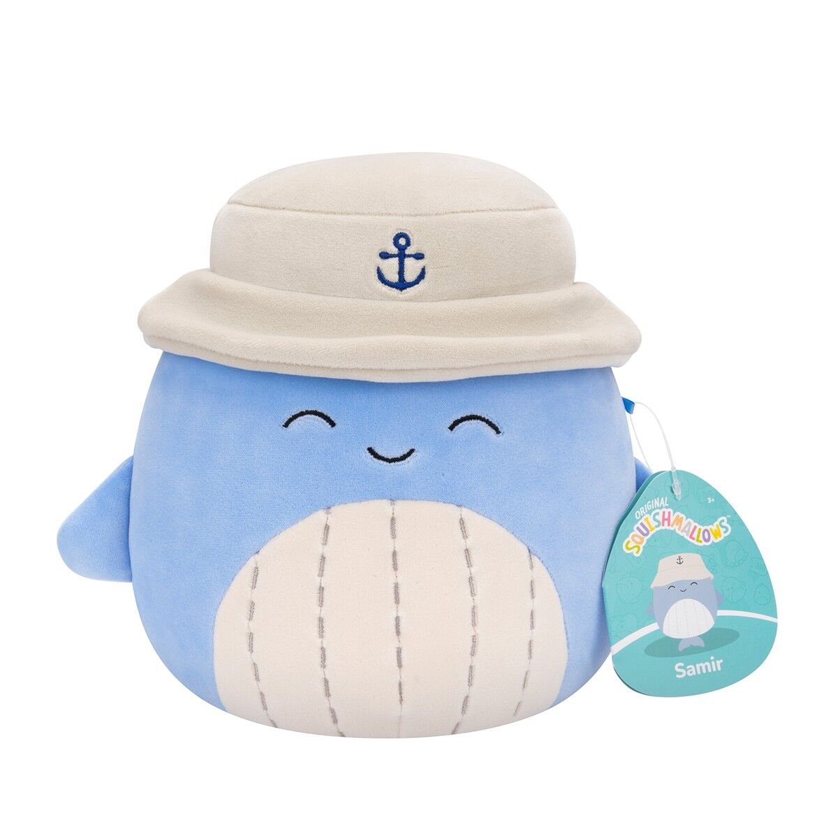 М'яка іграшка SQUISHMALLOWS – СИНІЙ КИТ САМІР У ПАНАМІ (19 cm)